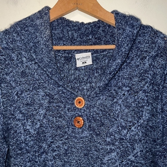 Women’s Columbia soft blue marled popover sweater top size Medium - Picture 2 of 7